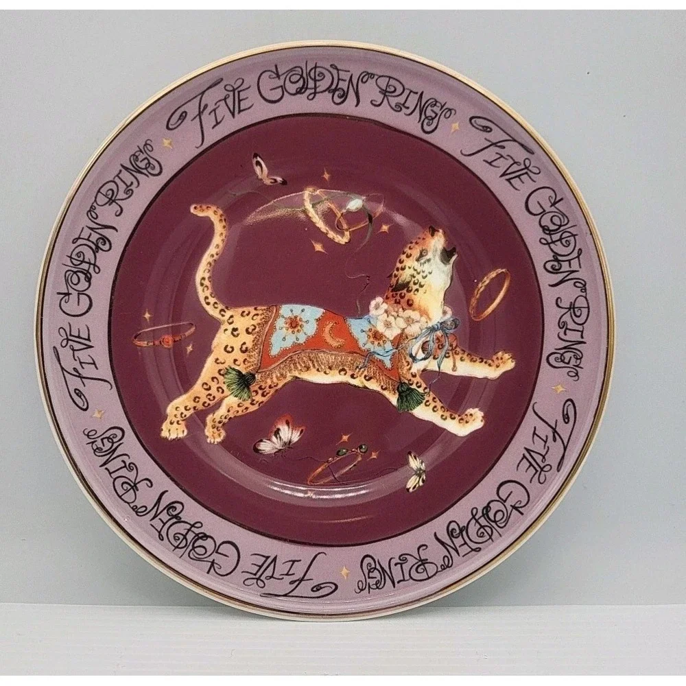 Anthropologie Phannapast Taychamaythakool 12 Days Christmas Plate‎ #5 Rings